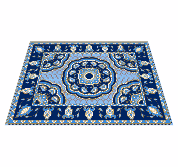Vinyl Teppich Esszimmer orientalisches blaues design - TenStickers