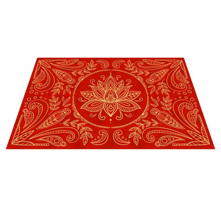 Vinyl Teppich rot vintage-mandala-design - TenStickers