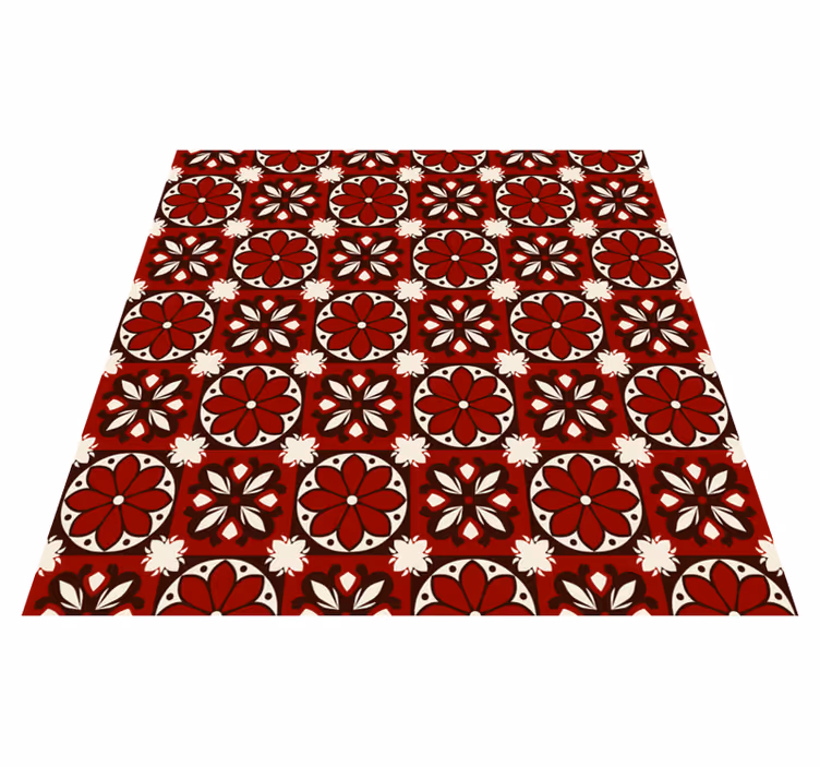 Vinyl Teppich rot vintage-fliesenmuster - TenStickers