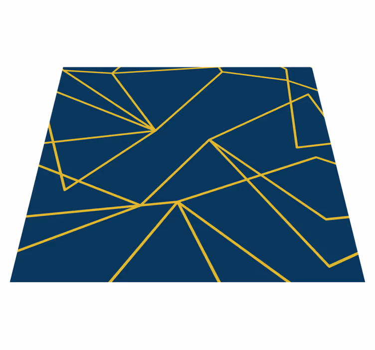 Vinyl Teppich blau geometrische goldene linien - TenStickers