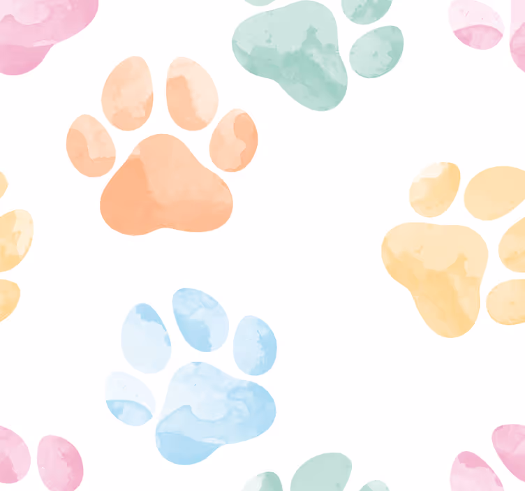 Tapete Hunde pastell pfotenabdrücke - TenStickers