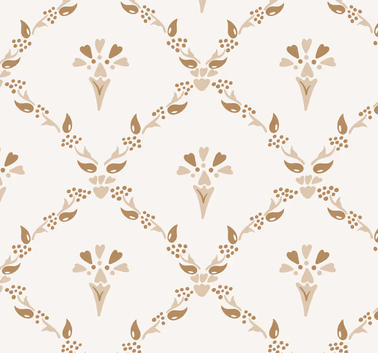 Tapete beige sechseckiges Blumenmuster - TenStickers