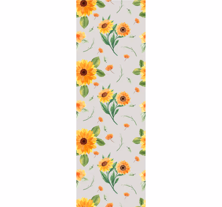 Blumentapete sonnenblumen-graumuster - TenStickers