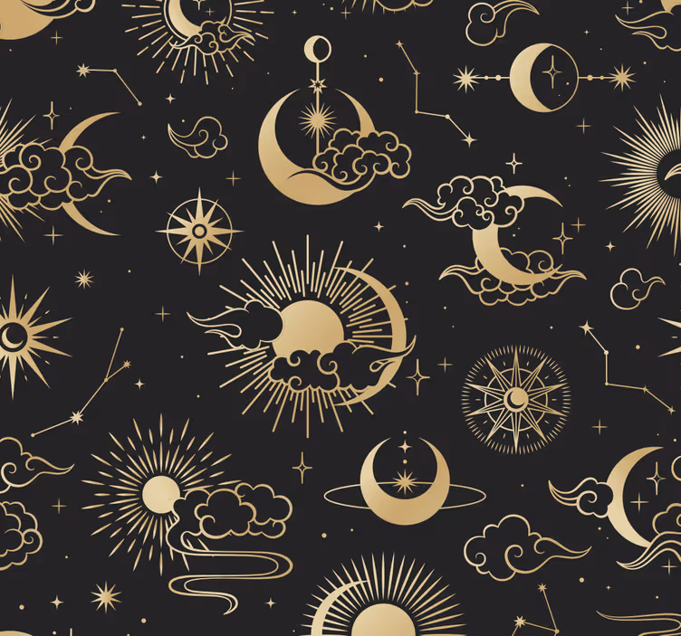 Tapete Sterne goldenes und himmlisches motiv - TenStickers