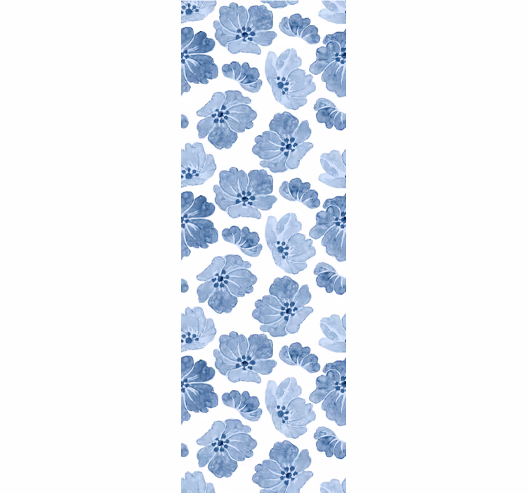 Blumentapete blau-weißes blumenmuster - TenStickers
