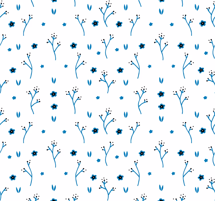 Blumentapete mit floralen blauen designs - TenStickers