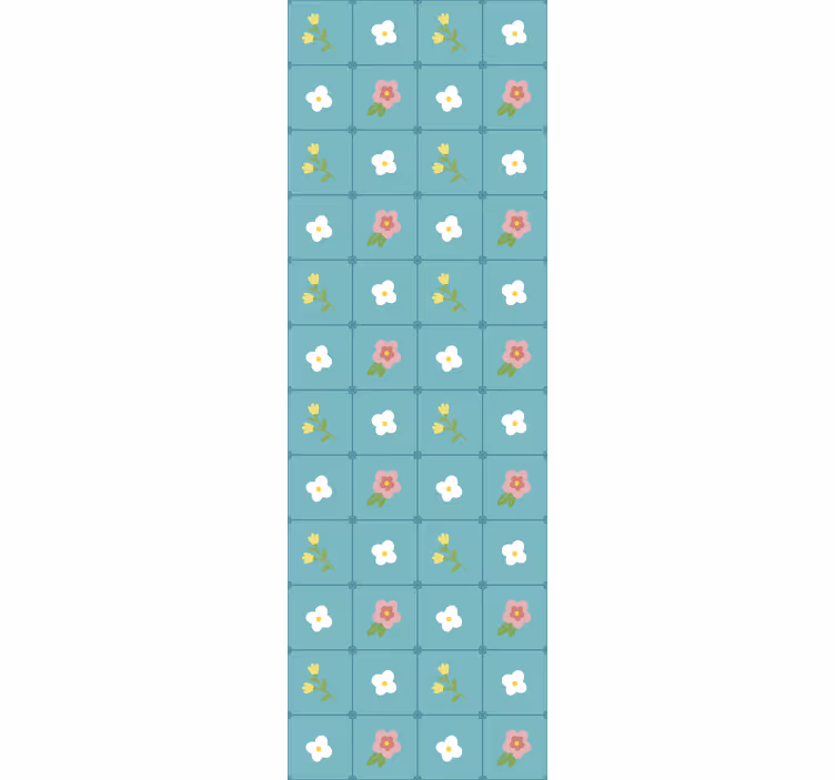Tapete Fliesen blühende blaue motive - TenStickers