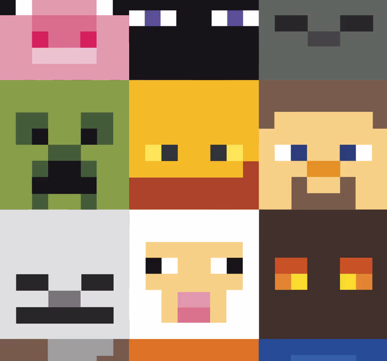 Tapete Jugendzimmer gaming-gepixelte gesichter - TenStickers