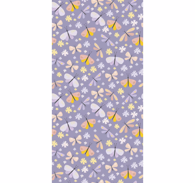 Tapete schmetterling lila elegante blumen - TenStickers