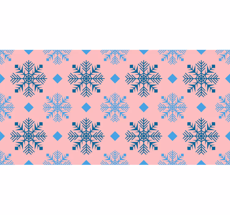 Weihnachtstapete mit pinkem und blauem schneeflockenmuster - TenStickers