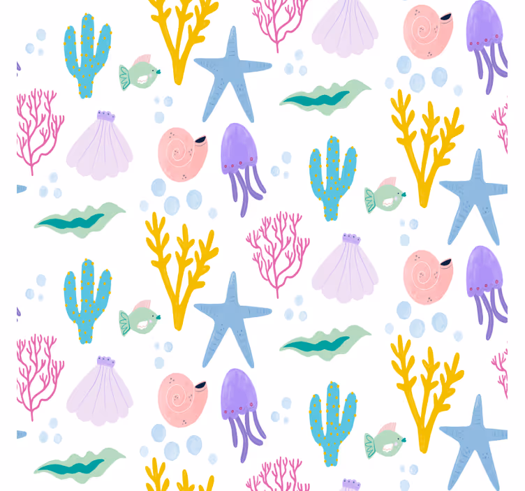 Tapeten schlafzimmer mit kindlichem meeresboden-motiv - TenStickers