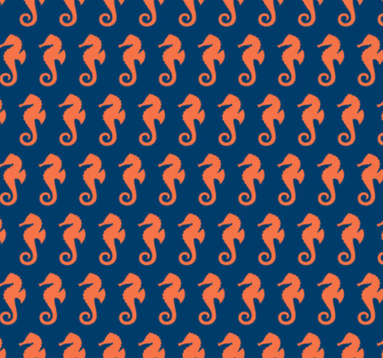 Tapeten schlafzimmer mit orangefarbenem seepferdchen-muster - TenStickers