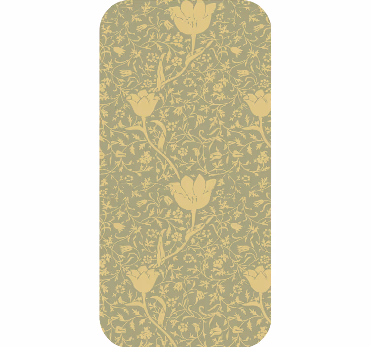 Ornament tapete mit goldgrünem dezentem blumenmuster - TenStickers