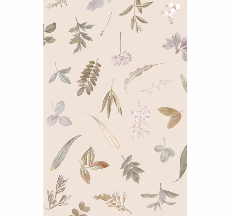 Tapete blätter mit floralem motiv overlay - TenStickers