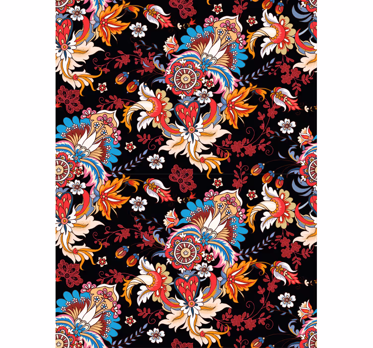 Ornament tapete mit lebhaftem botanischen muster - TenStickers
