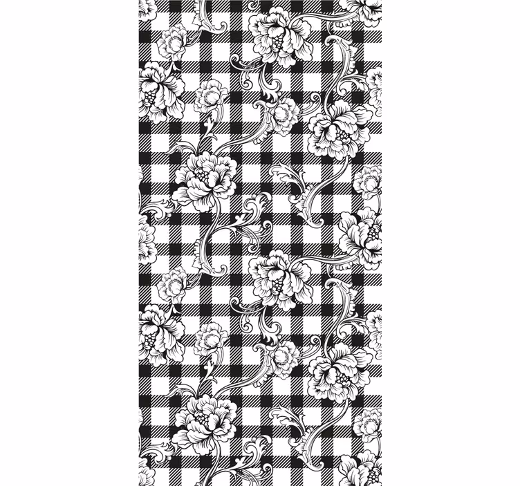 Ornament tapete mit floralem karomuster - TenStickers
