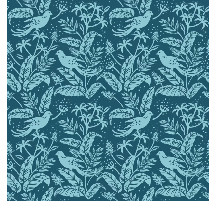 Ornament tapete mit botanischen vogelmustern - TenStickers