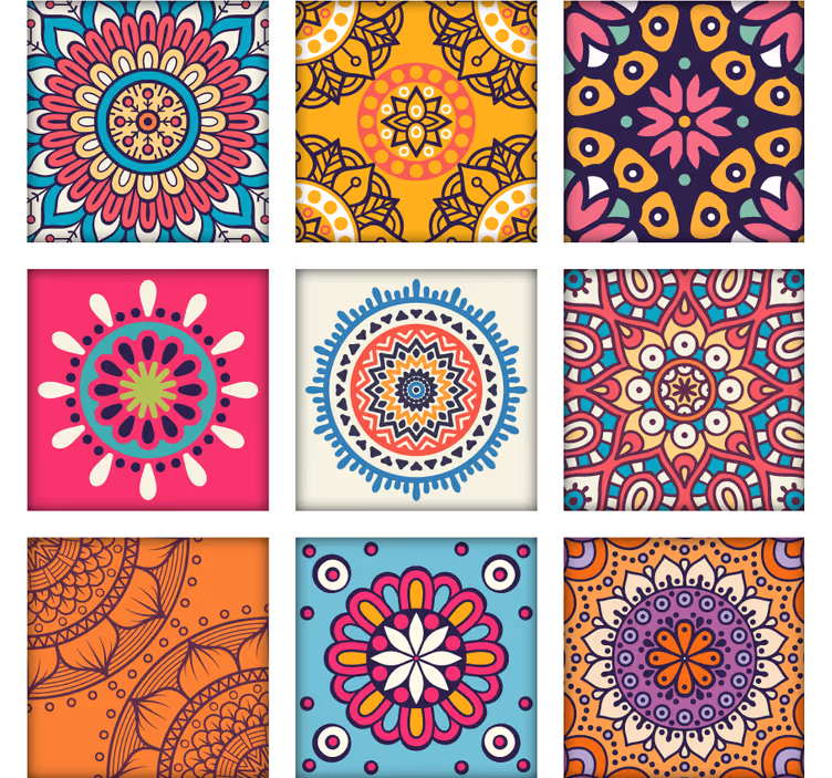 Ornament tapete mit bunten mosaikmustern - TenStickers
