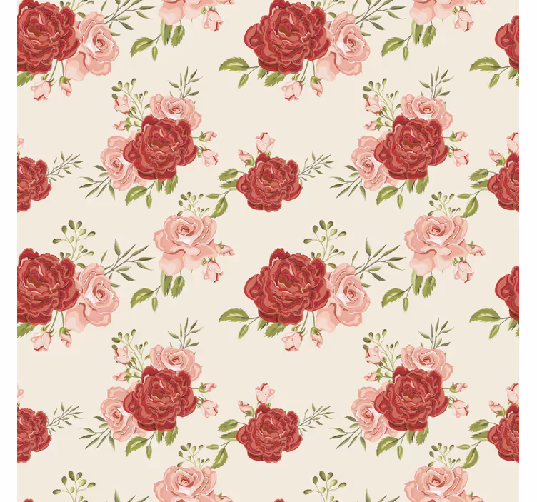 Blumentapete mit anmutigen rosen - TenStickers