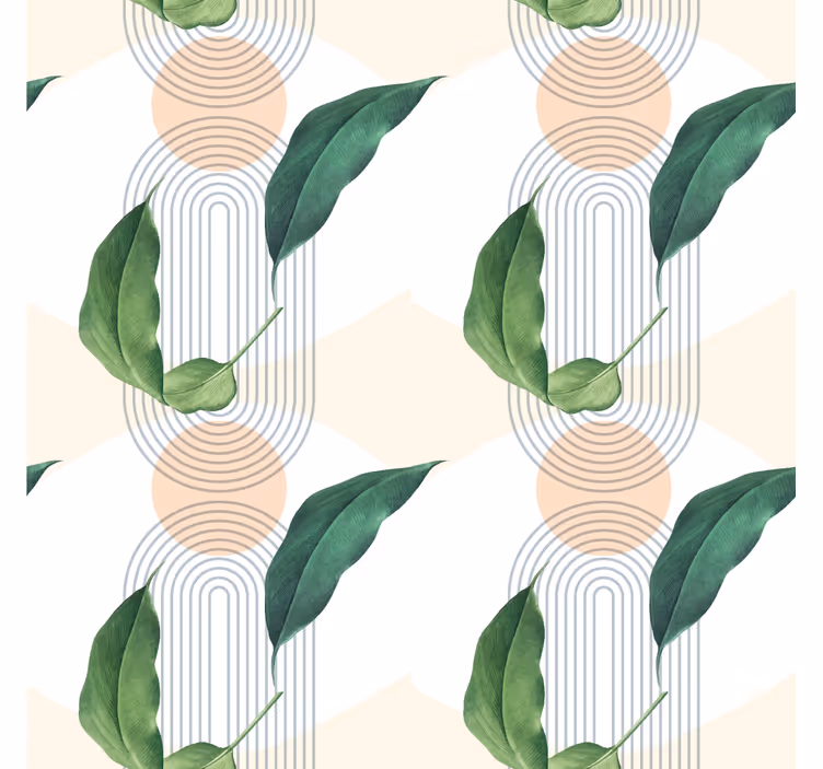Tapeten schlafzimmer mit blättrigem geometrischem muster - TenStickers