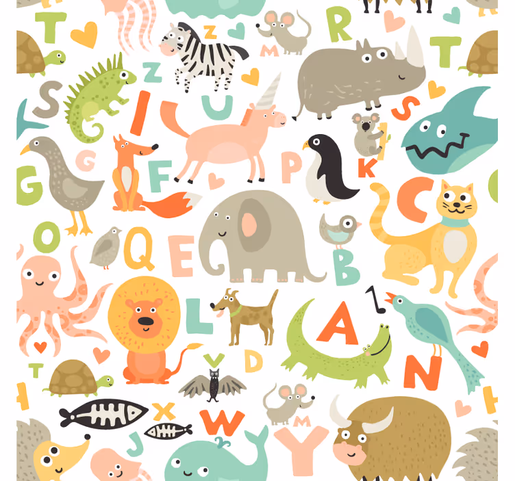 Tapete tiere mit buchstaben für kinder - TenStickers