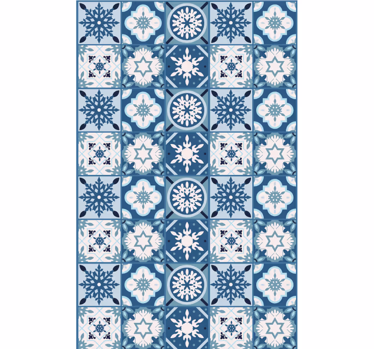 Weihnachtstapete mit blauen schneeflockenfliesen - TenStickers
