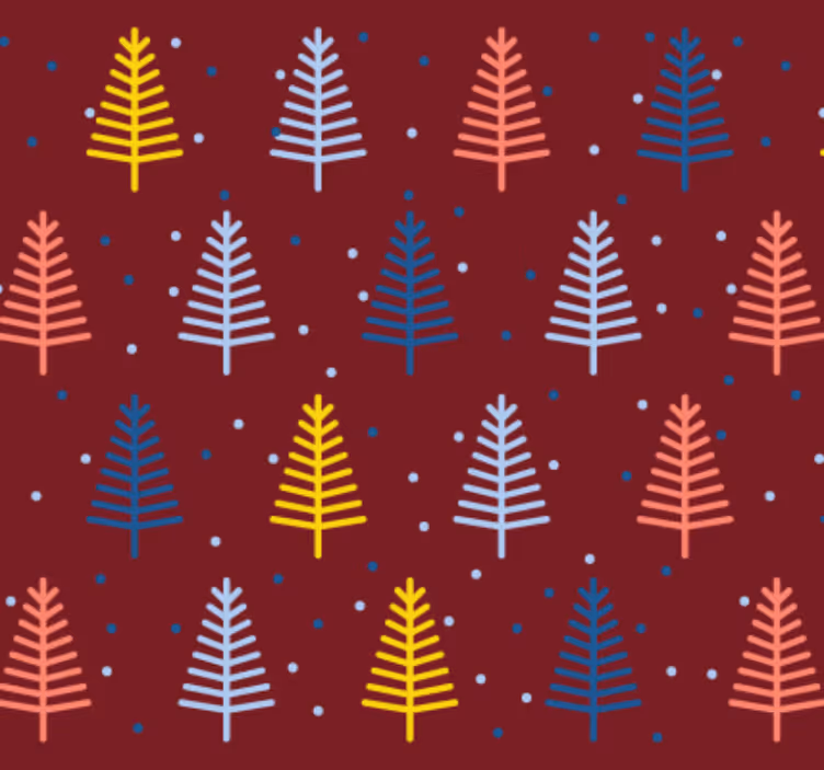 Weihnachtstapete mit rotem baum-muster - TenStickers