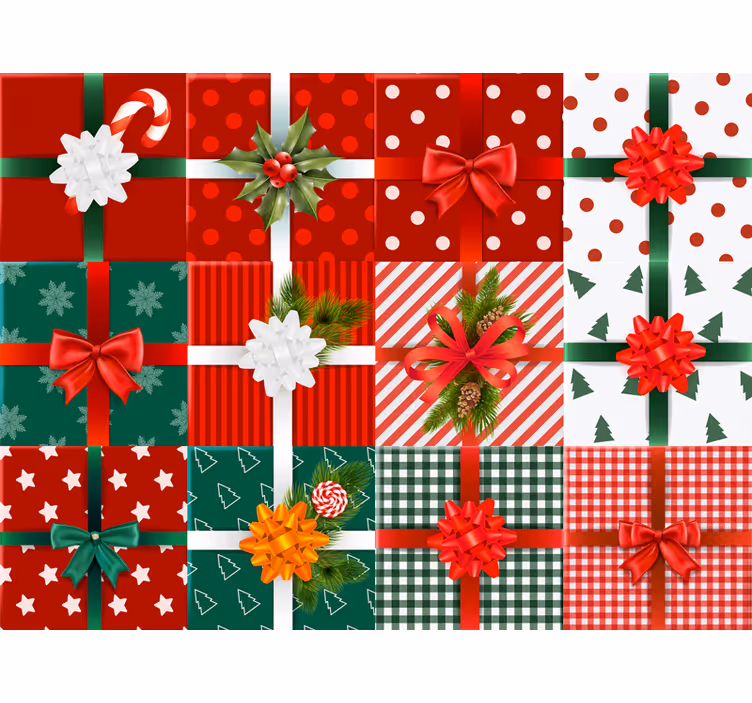 Weihnachtstapete mit festlichen geschenkmustern - TenStickers