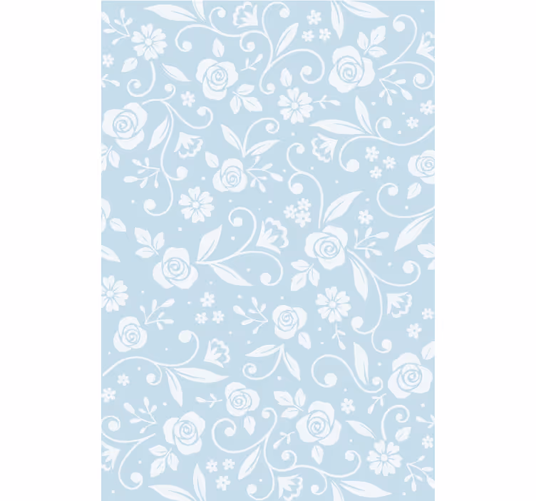 Tapete natur mit blauem blumenornament - TenStickers