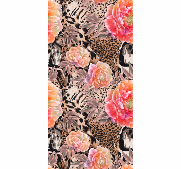 Tapete natur mit floralem leopardenmuster - TenStickers