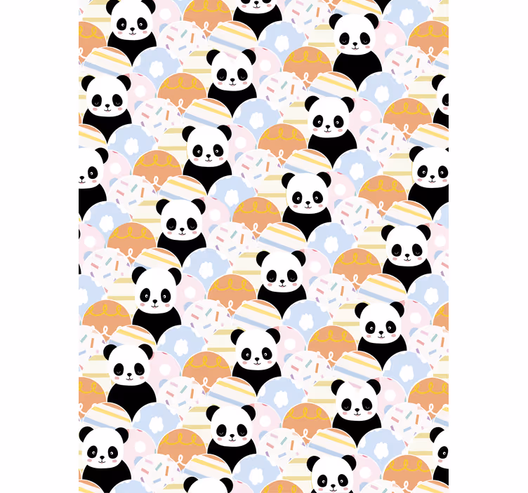 Tapete kinderzimmer im patchwork pandadesign - TenStickers
