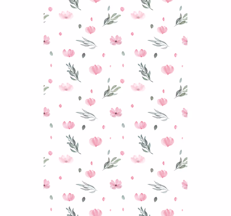 Tapete kinderzimmer mit pinken minimalistischen blüten - TenStickers