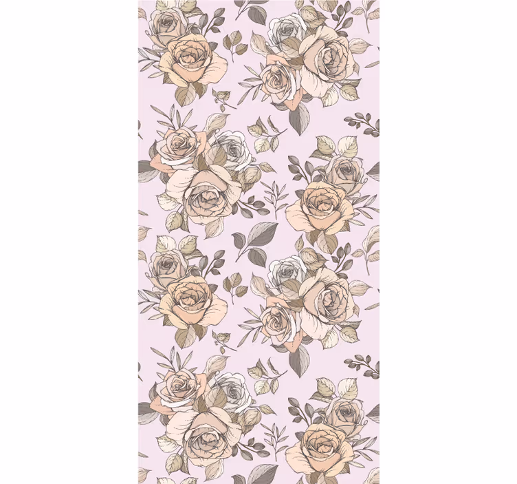 Tapete flur mit anmutigem rosenmotiv - TenStickers