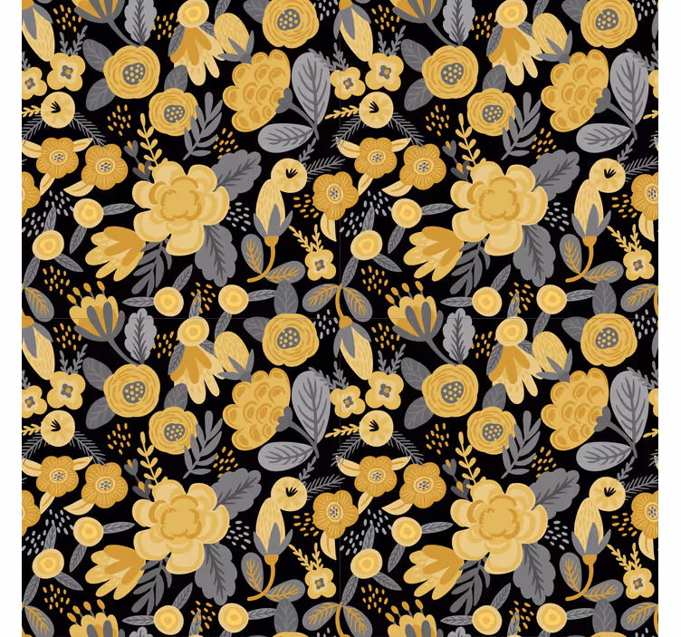 Tapete flur mit gelbem botanischen muster - TenStickers