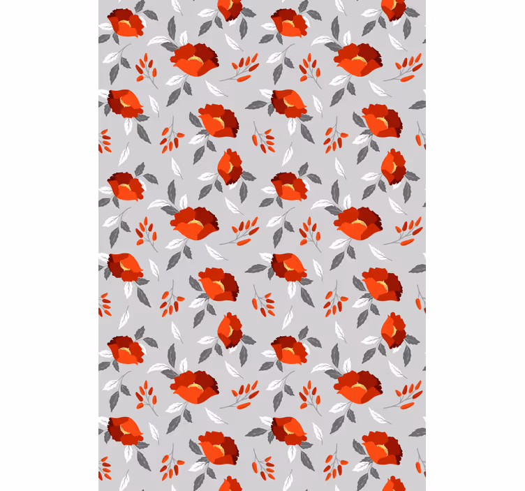 Tapete flur rot graues muster - TenStickers