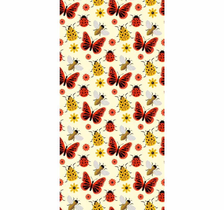 Tapete skandinavisch mit buntem minimalistischen käferdesign - TenStickers