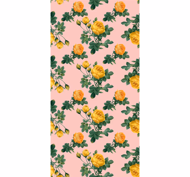Tapete klassisch gelbe rosen und grüne blätter - TenStickers