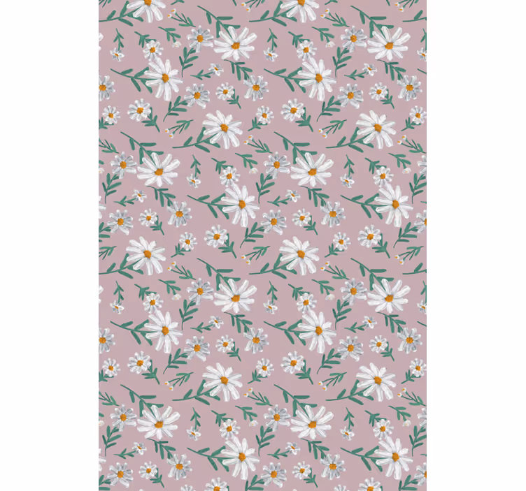 Tapete wohnzimmer mit 70er jahre gänseblümchen rosa - TenStickers