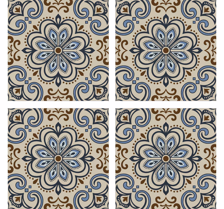 Tapete fliesen mit floralen motiven - TenStickers