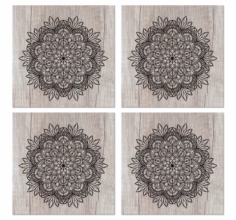 Tapete fliesen schwarzes mandala auf holz - TenStickers