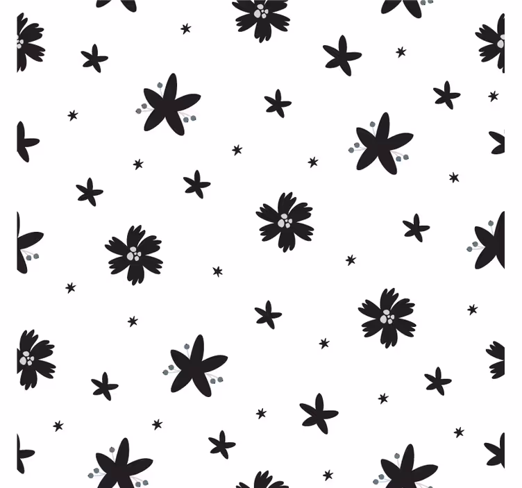 Blumentapete mit schwarz-weißer blumenzeichnung - TenStickers
