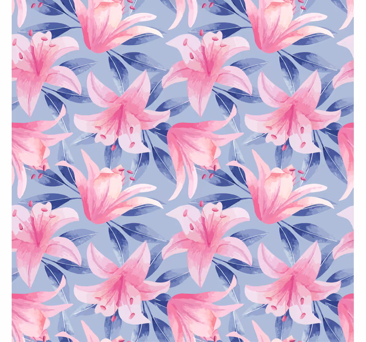 Blumentapete in pink und lila aquarellblumenillustration - TenStickers