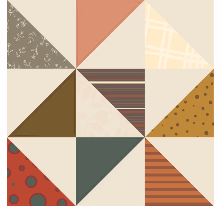 Tapete vintage mit geometrischem patchwork-dreiecksmuster - TenStickers
