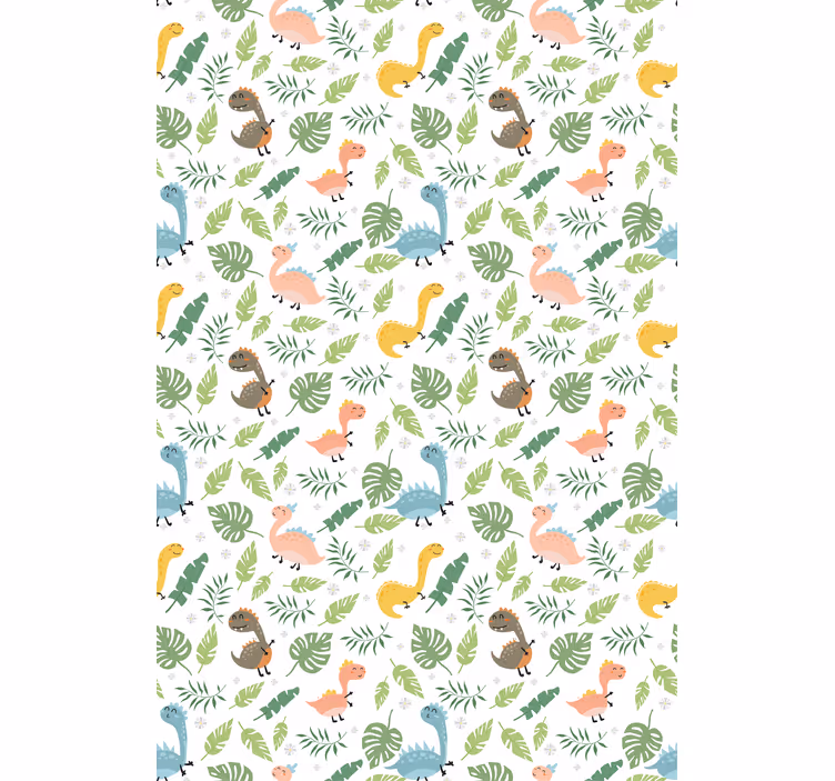 Dino tapete pastellfarbener wald mit dinosaurier-muster - TenStickers