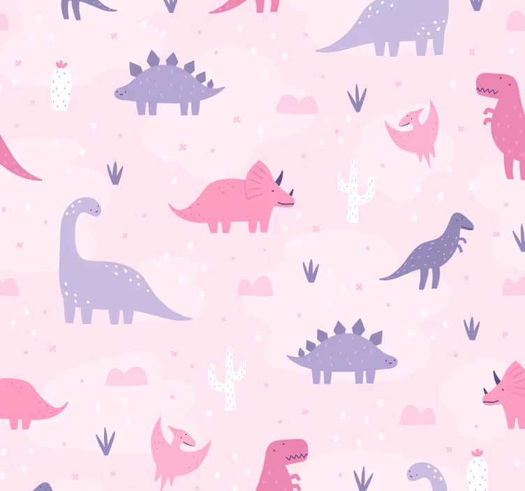 Dino tapete mit pinkem hintergrund - TenStickers