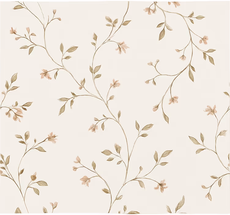 Tapete wohnzimmer mit weißem hintergrund und blumen - TenStickers