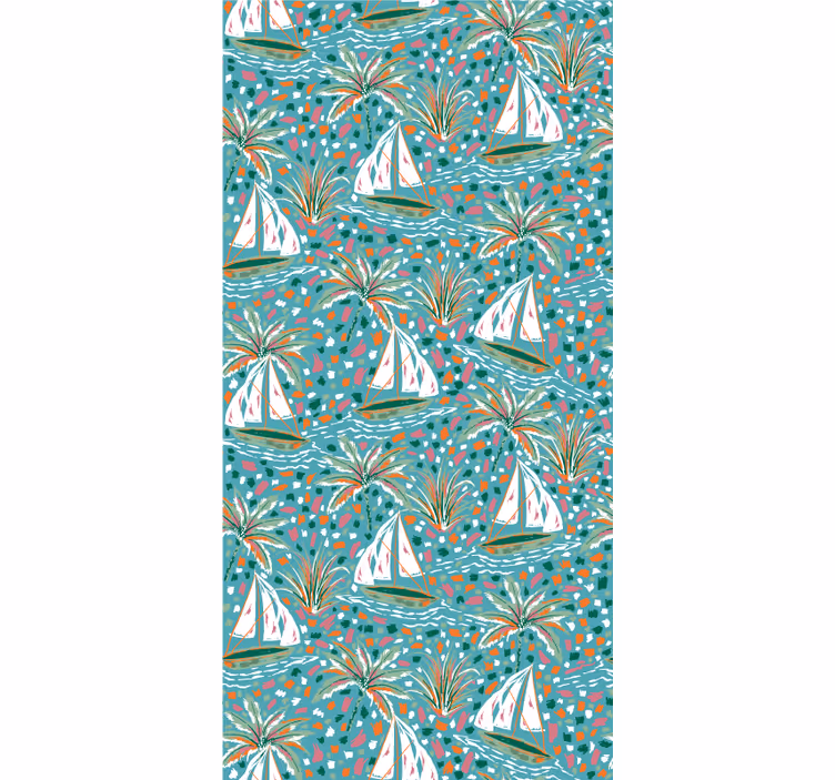 Tapete modern mit aquarellschiff-muster - TenStickers