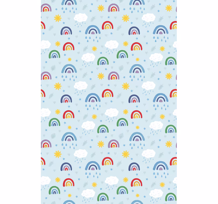 Tapete kinderzimmer blaue regenbögen und wolken - TenStickers