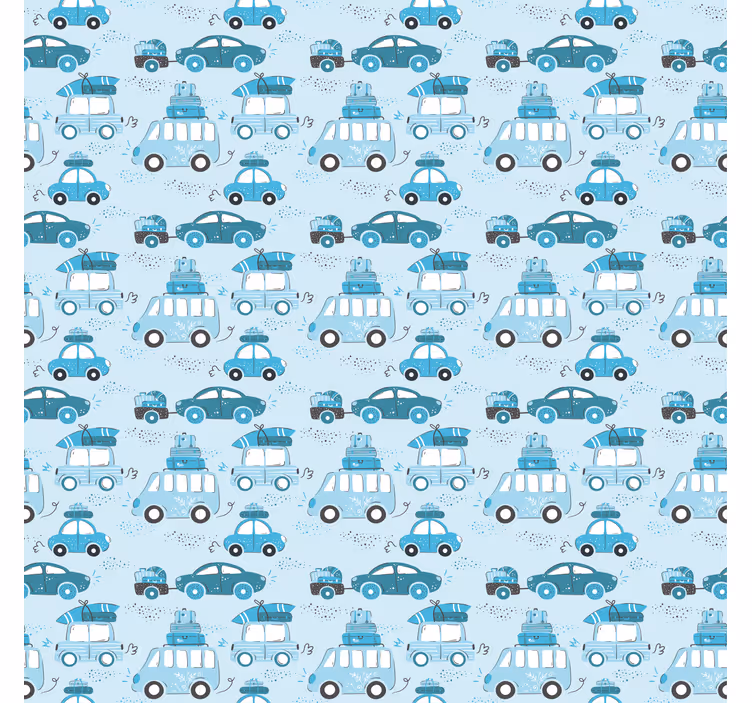 Tapete kinderzimmer mit muster blauer autos - TenStickers