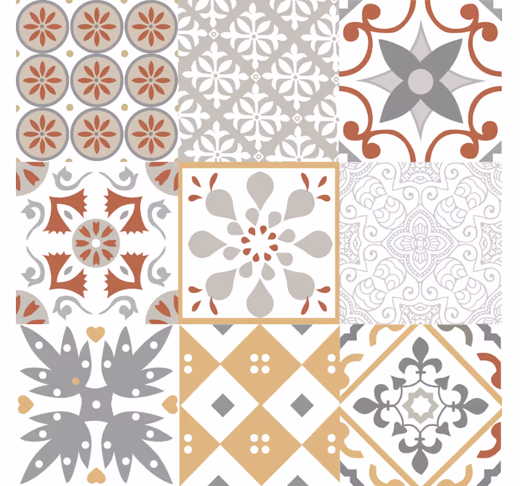 Tapete küche in orangefarbenem mosaik - TenStickers